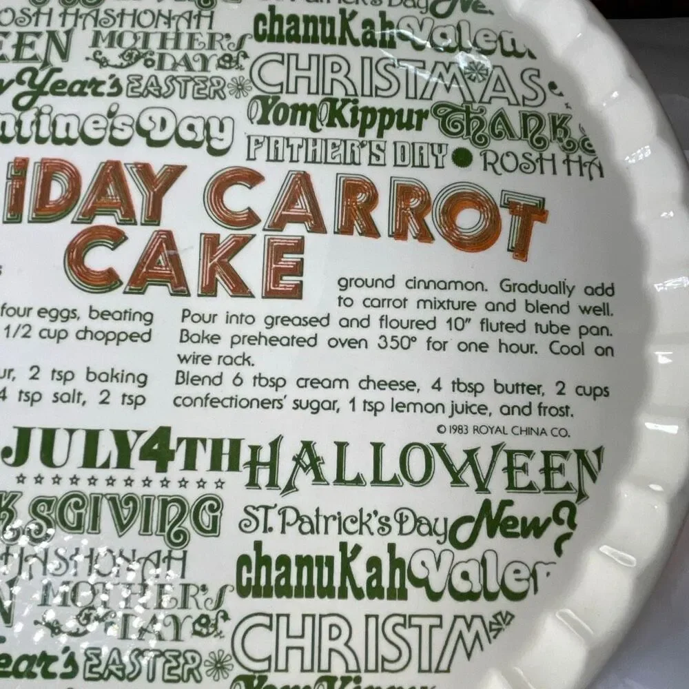 Vintage 1983 Royal China Co. American Ironstone Holiday serving tray carrot cake